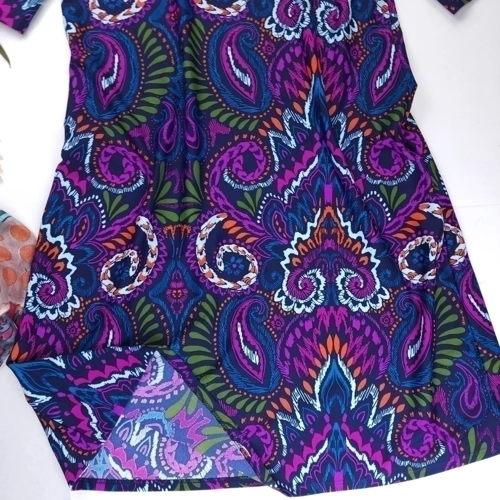 New Jude Connally Anthropologie Purple Blue Cold Shoulder Dress Sz Xs - Picture 4 of 13